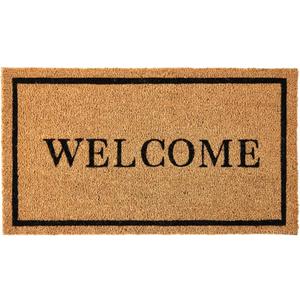KANKUN Coco Coir Door Mat with Heavy Duty Backing, Welcome Doormat (17" x 30"), Doormat Entrance (Welcome2)