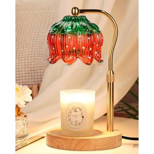 Funistree Flower Candle Warmer Lamp with Timer, Dimmable Candle Lamp Warmer, Christmas Birthday Gifts for Women Mom Her, Housewarming Home Decor, Lotus Wax Warmer for Yankee Candles - Strawb Flower