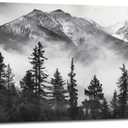 Large Canvas Wall Art Decor for Living Room Bedroom Black and White Misty Forest Pictures Foggy Mountain Nature Landscape Painting Prints Framed Artwork Decoration Home Office 60"x30"