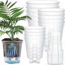 Wonderjune Self Watering Pots for Indoor Plants with Deep Reservoir and High Drainage Holes for Outdoor Plants and Flowers, Bare Root Planter(4.72'', 5.91'', 7.09'',Clear,12 Pcs)