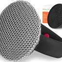 Cast Iron Cleaner Scrubber+Tray with Handle, Welded Chainmail Scrubber for Pan Pot Grill Oven Wok Cleaning- Small Ring Chain Scrub Metal Scraper Brush Iron Skillet Steel Wool Scrubber Steel Sponge