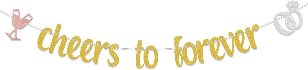 Cheers to Forever Banner, Engagement Wedding Party Decorations, So It's Gonna Be Forever Bachelorette Party Sign, Bridal Shower Supplies Gold Silver & Rose Gold Double-Sided