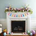 3 Pcs Easter Garlands Wood Bead Bunny Clover Heart Garlands for Easter St. Patrick's Day Valentine's Decorations Spring Wood Hanging Bunny Clover Heart for Mantle (Vintage Style)