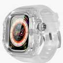 VeveXiao Transparent Designer Rugged Case with Band Compatible with Apple Watch Ultra 3/Ultra2 49mm Band,Luxury Crystal Clear Military Protective Cover Bumper Tactical iWatch Ultra Strap