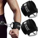 J Bryant Fitness Wrist Cuffs for Cable Machines  Heavy Duty Adjustable Wrist Straps with 7mm Neoprene Padding for Strength Training, Pull Exercises, and Forearm Support (Medium, Black)
