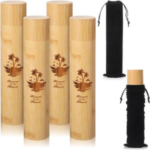 Set of 4 Small Bamboo Scattering Urn Tube for Human Ashes, ECO Friendly Bamboo Spreading Cremation Tube Urn for Human Pet Ashes(Ocean Sunset)
