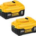 2 Pack 8000mah Replacement for Dewalt 20V Max Battery Replace for Dewalt 20V Lithium-ion DCB201 DCB200 DCB205 DCB206, Compatible with DeWalt Cordless Power Tools and Chargers