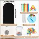 Feifeiya Black Large Magnetic Arch Wall Decal with Wooden Frame 39.3"x17.5" Arch Magnetic Chalkboard Self Adhesive Wall Board Sticker with 36 Magnet Letters Chalk Board Wallpaper Roll
