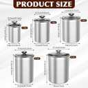 LemonRoad 5 Pcs Stainless Steel Canister with Glass Lids Airtight Food Jar Storage Canister Set (1.0qt / 1.8qt / 2.8qt / 3.9qt / 6.0qt) Food Grade Storage Containers for Kitchen (Silver)