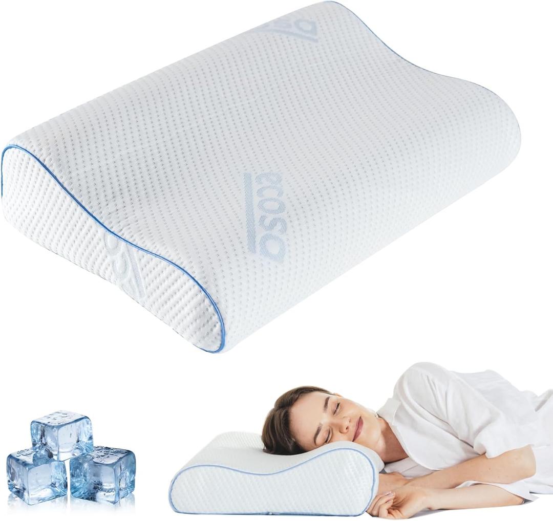 Ecosa Cooling Gel Memory Foam Pillow, Adjustable Memory Pillow, Travel Pillows for Sleeping, Cervical Neck Pillow for Sleeping, Soft Pillows for Side Sleepers