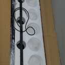 HuisMier 5 Lights Modern Globe Linear Pendant Lighting, Farmhouse Black Chandelier with White Glass Shade, Mid Century Globe Pendant Light Fixture for Dining Room Living Room Kitchen Bedroom