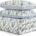 Martha Stewart - King Quilt Set, 100% Soft Cotton Floral Bedding for Year Round Comfort, 3 Piece Bed Set with Matching Pillowcases (Chloe Green)