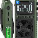 Bluetooth AM FM Shortwave Radio with NOAA Weather Alert,1250mAh Rechargeable Portable Pocket Radio with Best Reception,5W Big Speaker, Digital Tuner and Earphone,Support SD Card and USB MP3 Player