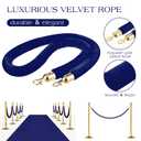 Nuogo 6 Pcs Velvet Stanchion Rope Blue Carpet Party Decoration 5ft Crowd Control Velvet Ropes Safety Barrier with Gold Hook for Event Movie Theaters Grand Opening Hotel Christmas Party Supplies(Blue)