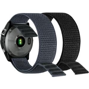 2 x Abanen Hook and Loop Quick Dry Watch Band for Fenix 8 47mm/ epix Pro 47mm / Fenix 7/6/5, 22mm Woven Nylon Ultralight Sport Wristband Strap for Garmin Instinct 2, Instinct 3 45mm