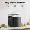 Sweetcrispy Countertop Ice Maker Machine, Portable Self-Cleaning Ice Machine with Ice Scoop, Basket and Handle, 9 Cubes in 6 Mins, 26.5lbs/24Hrs, 2 Sizes of Bullet Ice for Home Kitchen, Coal Black