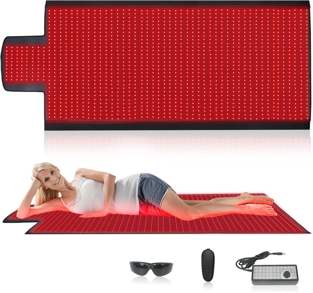 Red Light Therapy Mat for Body, 76.8x33.4 Inch Full Body Blanket with 1370 LEDs of 660nm & 850nm Infrared Light for Pain Relief, Improved Sleep