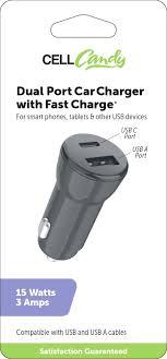 CellCandy - Dual Port Car Charger - USB-C & USB-A