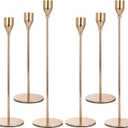 Set of 6 Pink Gold Candlestick Holders Pink Gold Candle Holder Taper Candle Holders Candle Holders Decorative Candlestick Holder for Home Decor, Wedding, Dinning, Party, Anniversary (Gold)