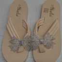 GORGLITTER Women's Bow Rhinestone Flip Flops Thong Open Toe Cute Wedge Sandals (11)