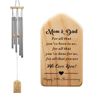 Happy 50th Wedding Anniversary Wind Chime, Parents 50 Years of Marriage, Mom and Dad 50th Year of Wedding, Golden Anniversary Presents