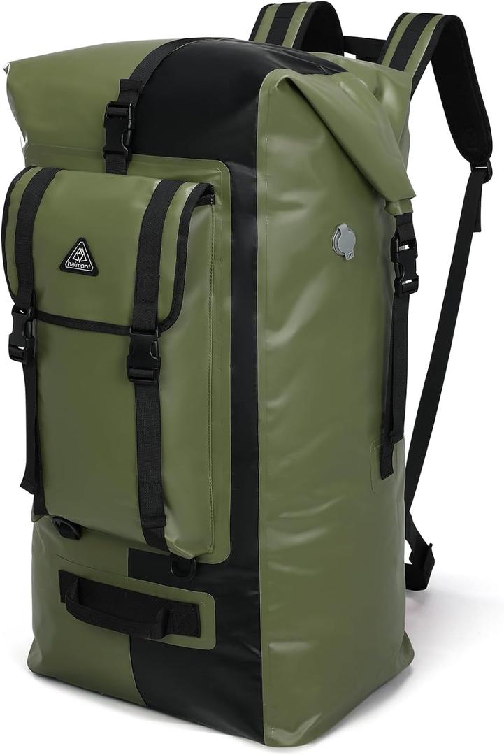 Haimont Waterproof Dry Backpack IPX7 Roll-top Dry Large Marine Dry Bag for Men Kayaking Rafting, 100L, Army Green/Black Haimont Waterproof Dry Backpack IPX7 Roll-top Dry Large Marine Dry Bag for Men Kayaking Rafting, 100L, Army Green/Black