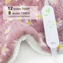 GOQO TOMO Heating Pad, 12 x 24 Inch, Pink Floral Pattern, Machine Washable, 8 Timer Settings, 12 Heat Levels, for Back Pain Relief-P01