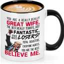 Cabtnca Wife Valentines Gifts, Mothers Day Gifts for Wife, Best Wife Presents, Wife Birthday Christmas Ideas from Husband, Funny Trump Valentines Mugs for Her, 11 Oz