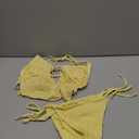 ZAFUL Halter Swimsuits for Women Textured Backless 2 Piece Bathing Suits Cheeky High Cut String Tie Side Bikini Sets (Yellow, L)