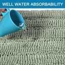 H.VERSAILTEX Bath Mats for Bathroom Non Slip Extra Thick Chenille Striped Bath Rug 24" x 36" Absorbent Non Skid Fluffy Soft Shaggy Rugs Washable Dry Fast Plush Mats for Indoor, Bath Room, Tub - Sage