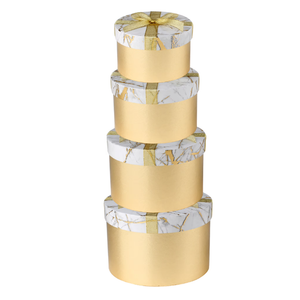 Round Gift Boxes with Lids Set of 4 Gold Gift Box Assorted Sizes Nesting Gift Boxes for Presents Birthday Bridesmaid Wedding Valentines Christmas Party Favor Boxes