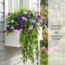 Waipfaru Artificial Plants & Flowers, UV Resistant Fake Plants Artificial Flowers Outdoors, Realistic Faux Petunias Fake Hanging Plants for Outside Garden Balcony Yard Porch(10 Bundles Purple White)