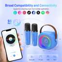Mini Karaoke Machine for Kids Adults: Portable Bluetooth Karaoke Speaker with 2 Wireless Microphones, Karaoke Gifts for Girls Boys Ages 4-12+ Years Old Christmas Birthday Home Party(Navy Blue)