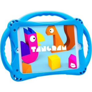 TopEsct Kids Case for iPad mini 5 4 3 2 1,Silicone Childproof Case for iPad mini 5 4 3 2 1, Built-in Handle Stand, Comes with a Strap (Blue)