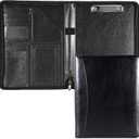 Enyuwlcm A4 PU Leather Padfolio with Zipper Zippered Portfolio with Clipboard for Resume Suitable for Men Women (Black)