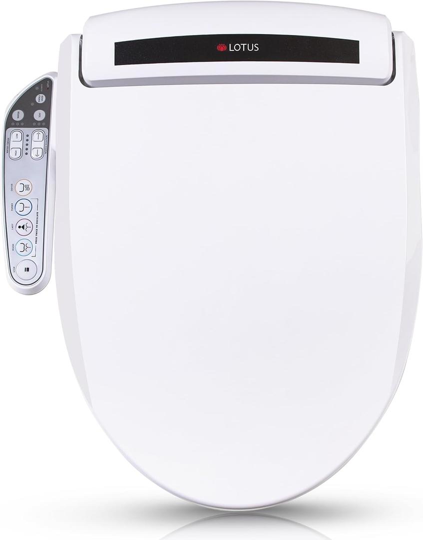 Lotus Bidet Seat ATS-800 Elongated, Heated Seat, Temperature Controlled Wash, Warm Air Dryer, Easy DIY Installation, Made in Korea