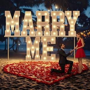 Marry Me Light Up Letters: Will You Marry Me Sign Marquee Letters 3 Feet Tall Yellow Lit Proposal Decorations Outdoor Large Engagement Wedding Party Decorations Kit with 2000 Pcs Rose Petals