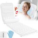 Full Body Bath Pillow for Bathtub,Luxury Thick Bath Cushion for Soaking Tub w/Adjustable Lumbar Support Full Body Bathtub Pillows for Head and Neck Shoulder Support,5D Air Mesh,51"x 16.5"White
