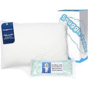 Snuggle-Pedic Queen Shredded Memory Foam Bed Pillow - Ergonomic Design with Cooling Airflow Cover - Custom Support for Side Sleepers, Pregnancy Relief Recovery Comfort & Dorm Essentials - USA Quality