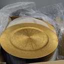 Tanlade 48 Sets Gold Charger Plates Set Plastic Plate Chargers with Napkin Rings 13 Inch Round Bulk for Dinner Table Wedding Event Party Decoration