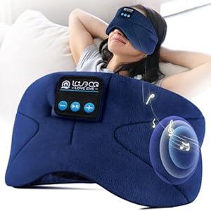 LOVE EYE Sleep Headphones Bluetooth 5.4 Sleeping Eye Mask Wireless Music Earphones with HD Speakers for Side Sleepers Total Blackout Cotton Mask for Travel, Home, Office, Unique Gifts