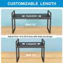 11" Deep Expandable Cabinet Organizer Shelf Riser, 14-25" Adjustable Heavy Duty Metal Pantry Storage Rack for Kitchen Cupboard, Under Sink & Countertop, 10" High Space Saver, 2-Pack Black