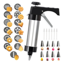Spritz Cookie Press Gun Kit,13 Cookie Discs+8 Icing Nozzles Perfect for DIY Christmas Cookies and Decorating Cookies,Gifts for Wome（black）