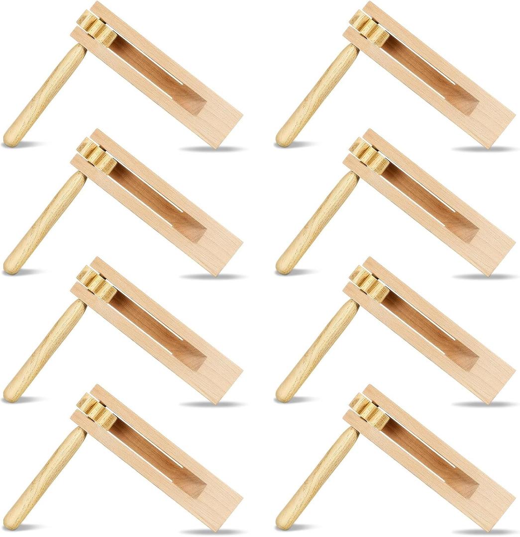 Zhanmai 4 Pcs Mexicans Noise Ratchet Wooden Spinning Ratchet Noise Maker Spinning Rattle Mexican Toy Wood Traditional Toy for Birthday, Party Favor, Sports Events and Christmas Celebrations