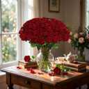400 Pcs Fake Roses - Red Roses Artificial Flowers Bulk with Long Stems Velvet Real Look Faux Flower for DIY Bridal Bouquet Wedding Home Table Centerpieces Floral Arrangements Decor