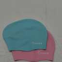 Vvinca Swim Cap Kids for Long Hair Braids Curly, 2 Pack Silicone Waterproof Swimming Caps for Toddler Girls Boys Age 3-8 Keep Hair Dry Pool Water Swim Hats (03-Pink& Green)