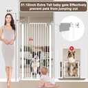 Cat Gate Extra Tall 51.18" - Adjustable Pet Gate for Doorways & Stairs 29.5" to 48.4" Wide, Pressure Mounted Cat Proof Dog Gate with Auto Close, Child Proof Safety Gate Metal, White