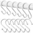 Shower Curtain Hooks, Metal Shower Hooks for Shower Curtain Rod, Rust Proof Metal Shower Curtain Rings, S Hook Set of 12,White.