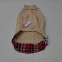 KYEESE Dog Sweater Warm Turtleneck Medium Dogs Sweater Thick Pet Coat for Fall Winter Cold Weather Stretchy Knitwear Cat Clothes with Gingham Patchwork Soft Pullover Dog Sweaters for Medium Dogs Girl (X-Large19-27lbs, 3# Beige)