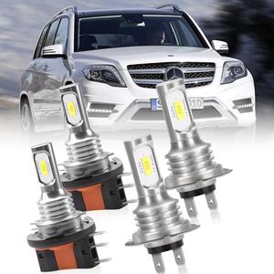 Upgraded LED Headlight Bulbs for Mercedes-Benz GLK350 2013 2014 2015, H15 High and H7 Low Beam, 6000K, Plug and Play, Pack of 4
